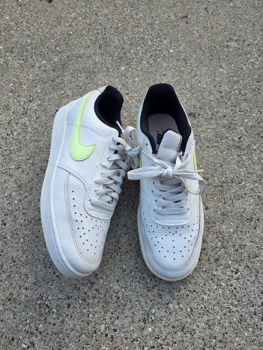 Nike Court Low-Top Sneakers with Neon Lime Swoosh Women Size 10